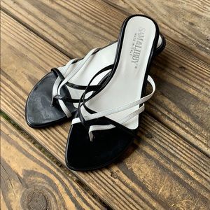 NWOT Sam & Libby black/ white kitten heel sandals